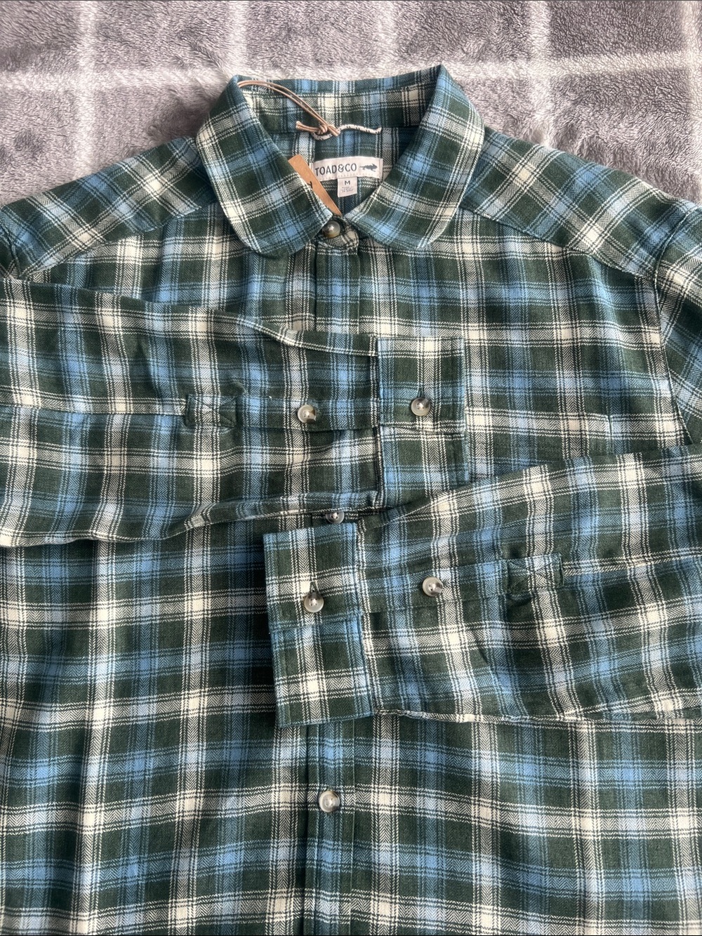 Toad and Co Boxy Flannel Button Down Shirt Re-Form Women's Medium - Picture 11 of 13
